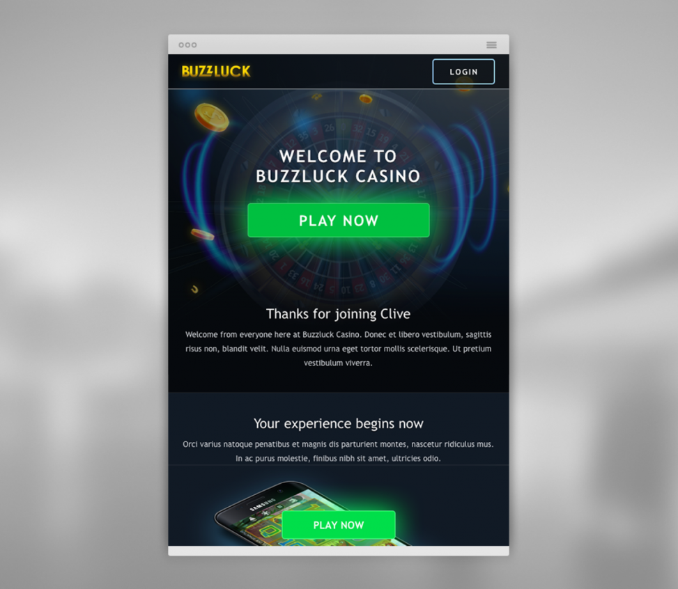 buzzluck casino welcome email
