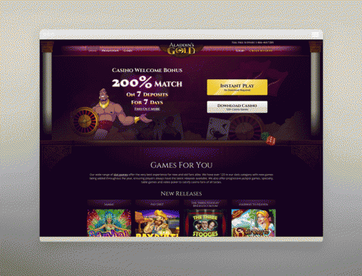 Aladdins Gold Casino Home Page Mockup